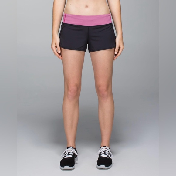 Rare Lululemon Run: Speed Short 4-Way Stretch 2014 Edition Black Magenta Size 6 - Picture 3 of 10